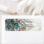SILK DAMASK GEM blauw wit Etiket (Insitu)