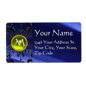 SILK DAMASK GEM geel elektrisch blauw Etiket (Voorkant)