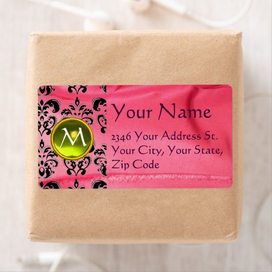 SILK DAMASK GEM geel roze Etiket (Insitu)