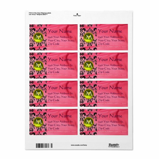 SILK DAMASK GEM geel roze Etiket (Full Sheet)