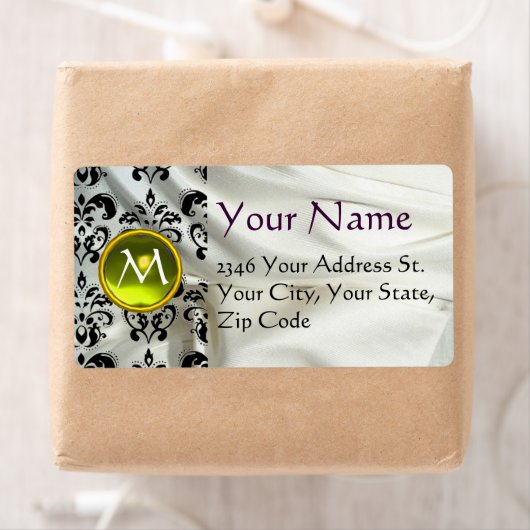 SILK DAMASK GEM geel wit Etiket (Insitu)