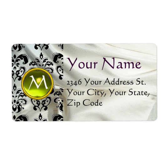 SILK DAMASK GEM geel wit Etiket (Voorkant)