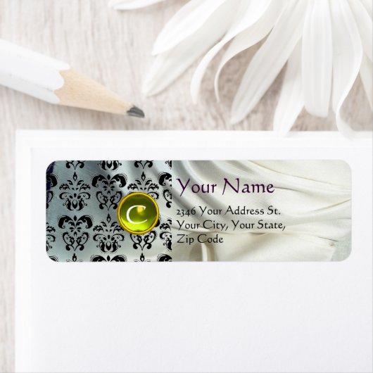 SILK DAMASK GEM geel wit Etiket (Insitu)