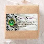 SILK DAMASK GEM green white Etiket (Insitu)