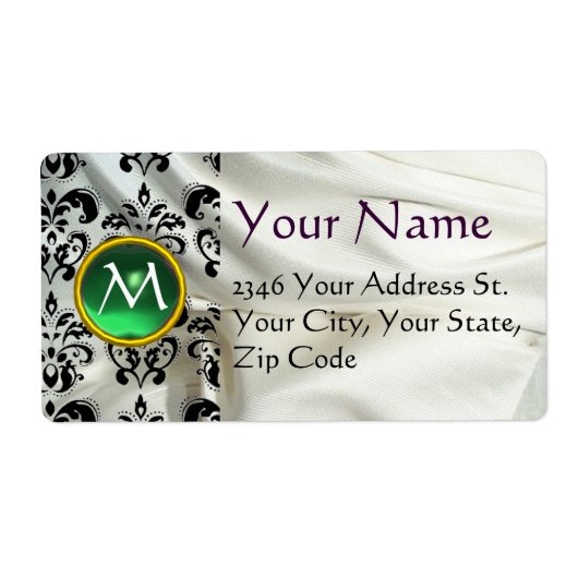 SILK DAMASK GEM green white Etiket (Voorkant)