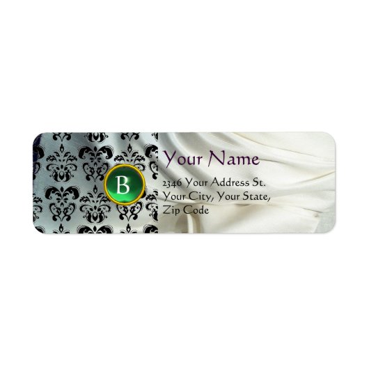 SILK DAMASK GEM green white Etiket (Voorkant)