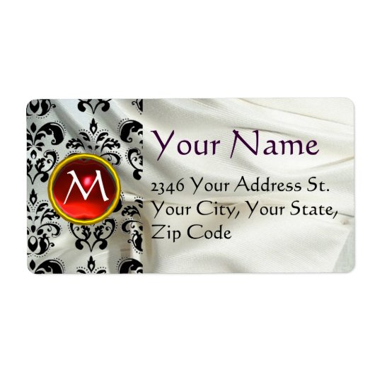 SILK DAMASK GEM rood wit Etiket (Voorkant)