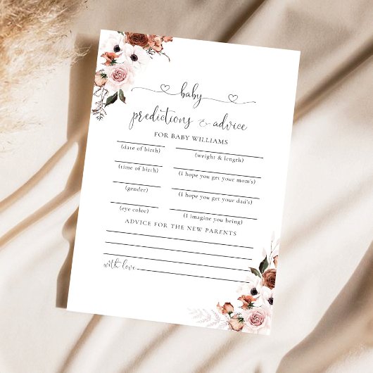 Silk Floral Baby shower voorspellingen Kaart