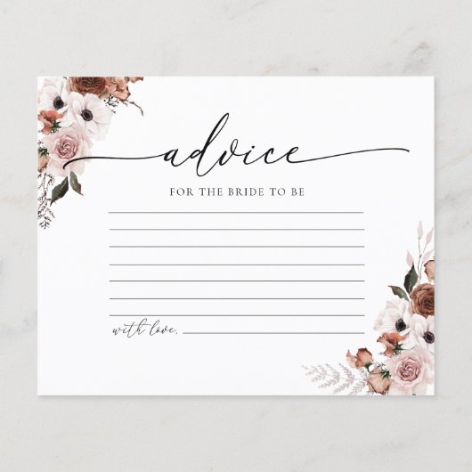 Silk Floral Bridal Shower Advice Card (Achterkant)