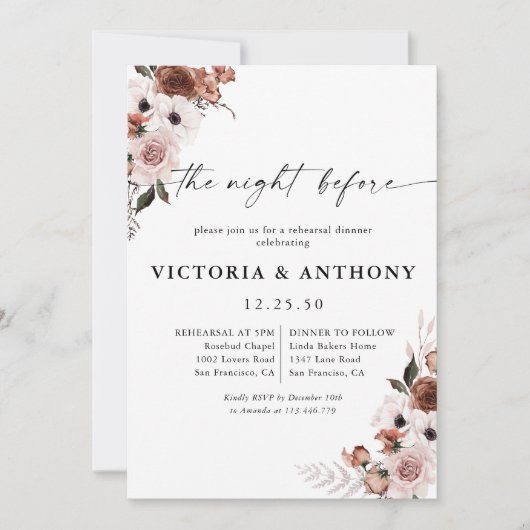 Silk Floral de avond voor de uitnodiging (Voorkant)