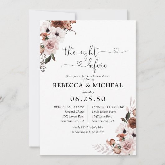 Silk Floral de avond voor de uitnodiging (Voorkant)