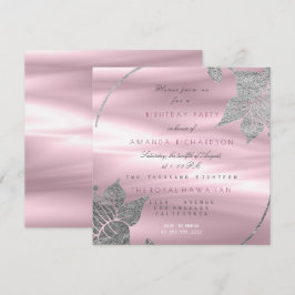 Silk Floral Glam Lily Silver Paarse Birthday Party Kaart