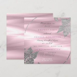Silk Floral Glam Lily Silver Paarse Birthday Party Kaart