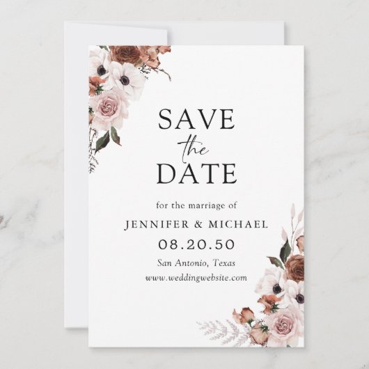 Silk Floral Save The Date Kaart (Voorkant)
