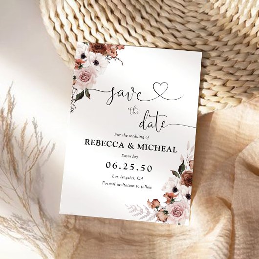 Silk Floral Sla de datumkaarten op Save The Date