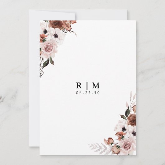 Silk Floral Sla de datumkaarten op Save The Date (Achterkant)