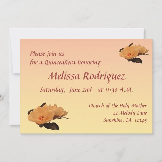 Silk Flowers Quinceanera Uitnodiging (Voorkant)