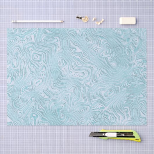 Silk Moire patroon in Bright Aqua Tissuepapier (Craft)