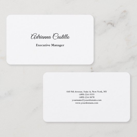 Silk Plain Eenvoudig Zwart Wit Minimaal Handgeschr Visitekaartje (Voorkant / Achterkant)