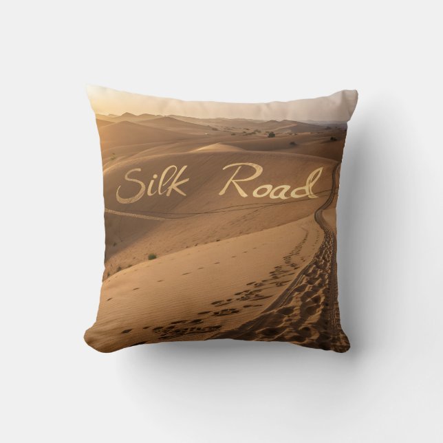 Silk Road Desert Landscape Typography Art Kussen (Voorkant)