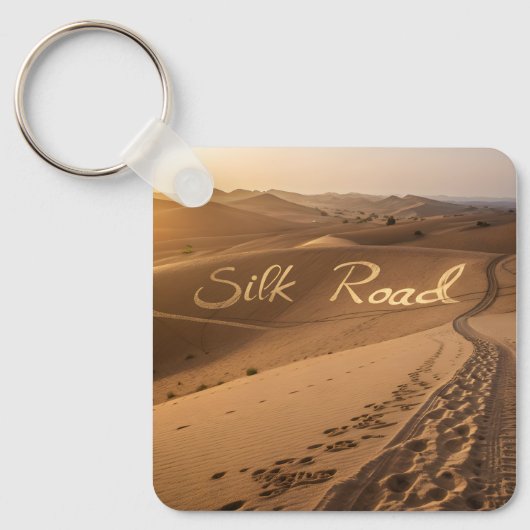 Silk Road Desert Landscape Typography Art Sleutelhanger (Voorkant)