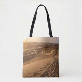 Silk Road Desert Landscape Typography Art Tote Bag