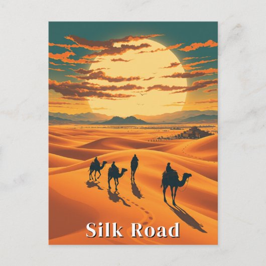 Silk Road Vintage Travel Camel Briefkaart (Voorkant)
