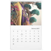 Silken Pines: Een Surreal Embroidery Collage Kalender (Feb 2027)