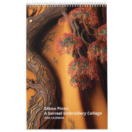 Silken Pines: Een Surreal Embroidery Collage Kalender