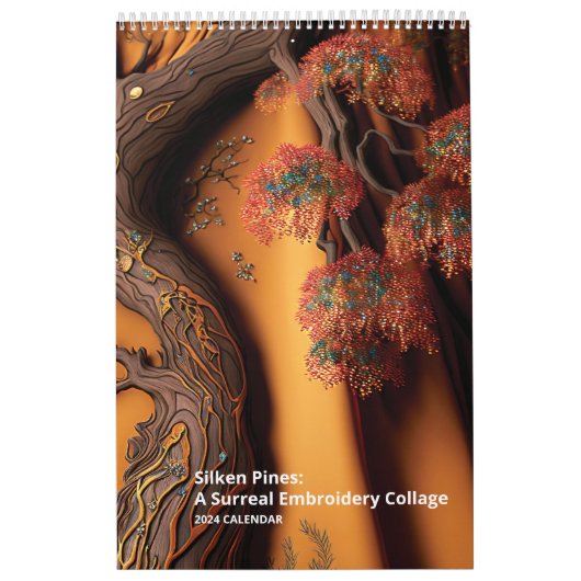 Silken Pines: Een Surreal Embroidery Collage Kalender (Hoes)
