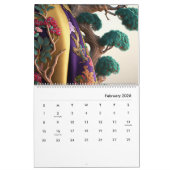 Silken Pines: Een Surreal Embroidery Collage Kalender (Feb 2026)