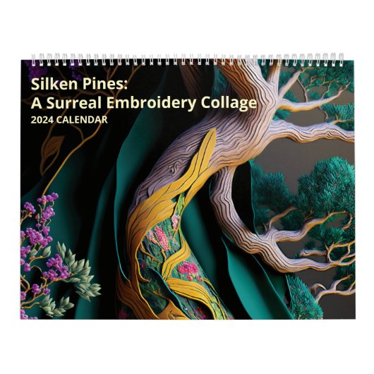Silken Pines: Een Surreal Embroidery Collage Kalender (Hoes)