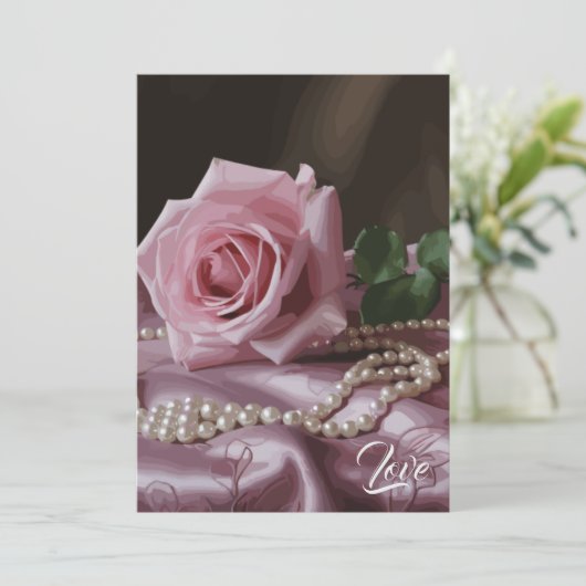 Silken Roos Bedankkaart (Staand voorkant)