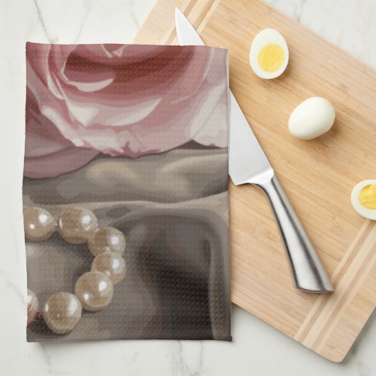 Silken Roos douchegordijn Theedoek (Quarter Fold)