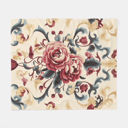 Silken Roos Dynasty Fleece Deken (Voorkant (Horizontaal))
