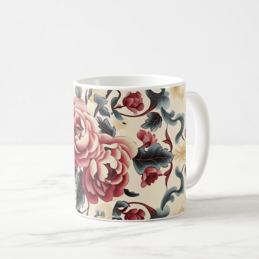 Silken Roos Dynasty Koffiemok (Voorkant rechts)