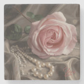 Silken Roos Stenen Onderzetter (Voorkant)