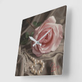 Silken Roos Vierkante Klok (Hoek)