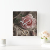 Silken Roos Vierkante Klok (Huis)