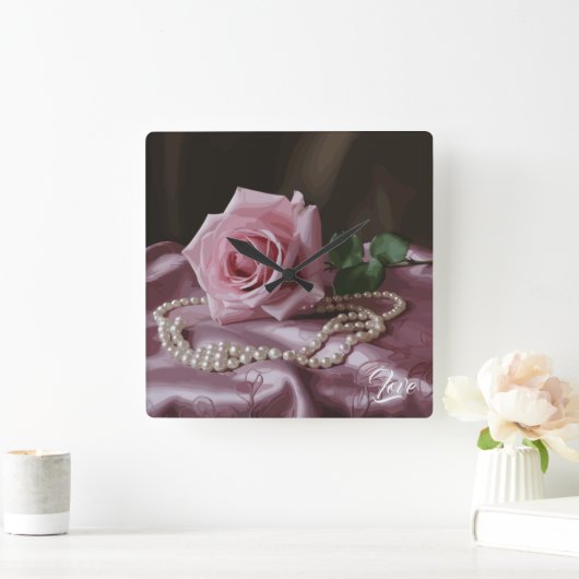 Silken Roos Vierkante Klok (Huis)