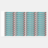 Silken Stripes set van 96 Custom Rectangle Iron-on Labels (Vel)