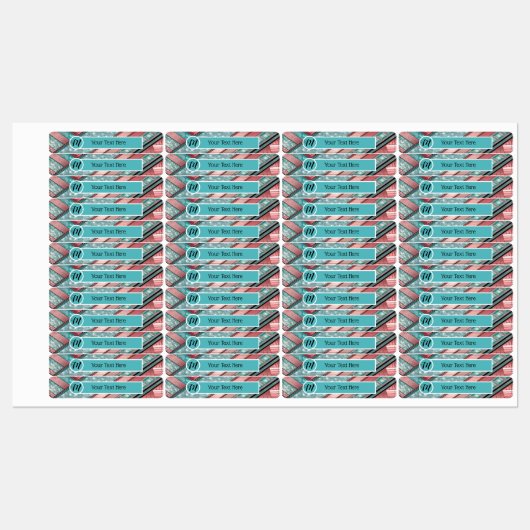 Silken Stripes set van 96 Custom Rectangle Iron-on Labels (Vel)