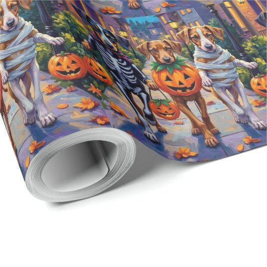 Silken Windhound Dogs in Halloween Costumes Cadeaupapier (Rol Hoek)