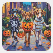 Silken Windhound Dogs in Halloween Costumes Vierkante Sticker (Voorkant)
