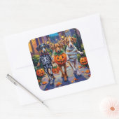 Silken Windhound Dogs in Halloween Costumes Vierkante Sticker (Envelop)