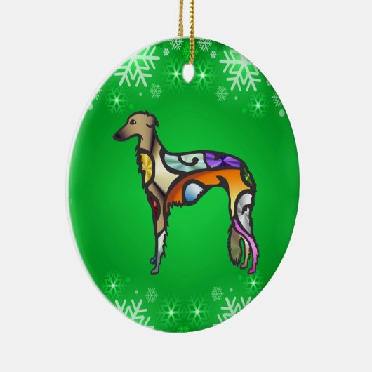 Silken Windhound Keramisch Ornament (Rechts)