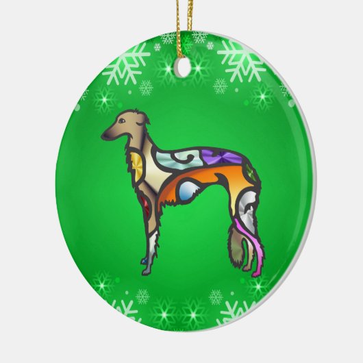 Silken Windhound Keramisch Ornament (Links)