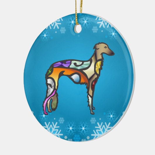 Silken Windhound Keramisch Ornament (Links)