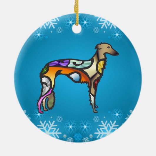 Silken Windhound Keramisch Ornament (Achterkant)