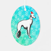 Silken Windhound-kerstmagisch Metalen Ornament (Voorkant links)